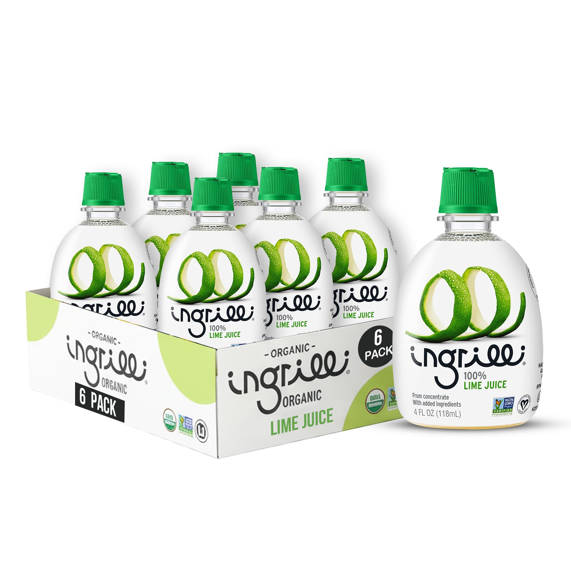 Ingrilli 100% Lime Juice from Concentrate, 4 Fl Oz Squeeze Bottles (Pack of 6)