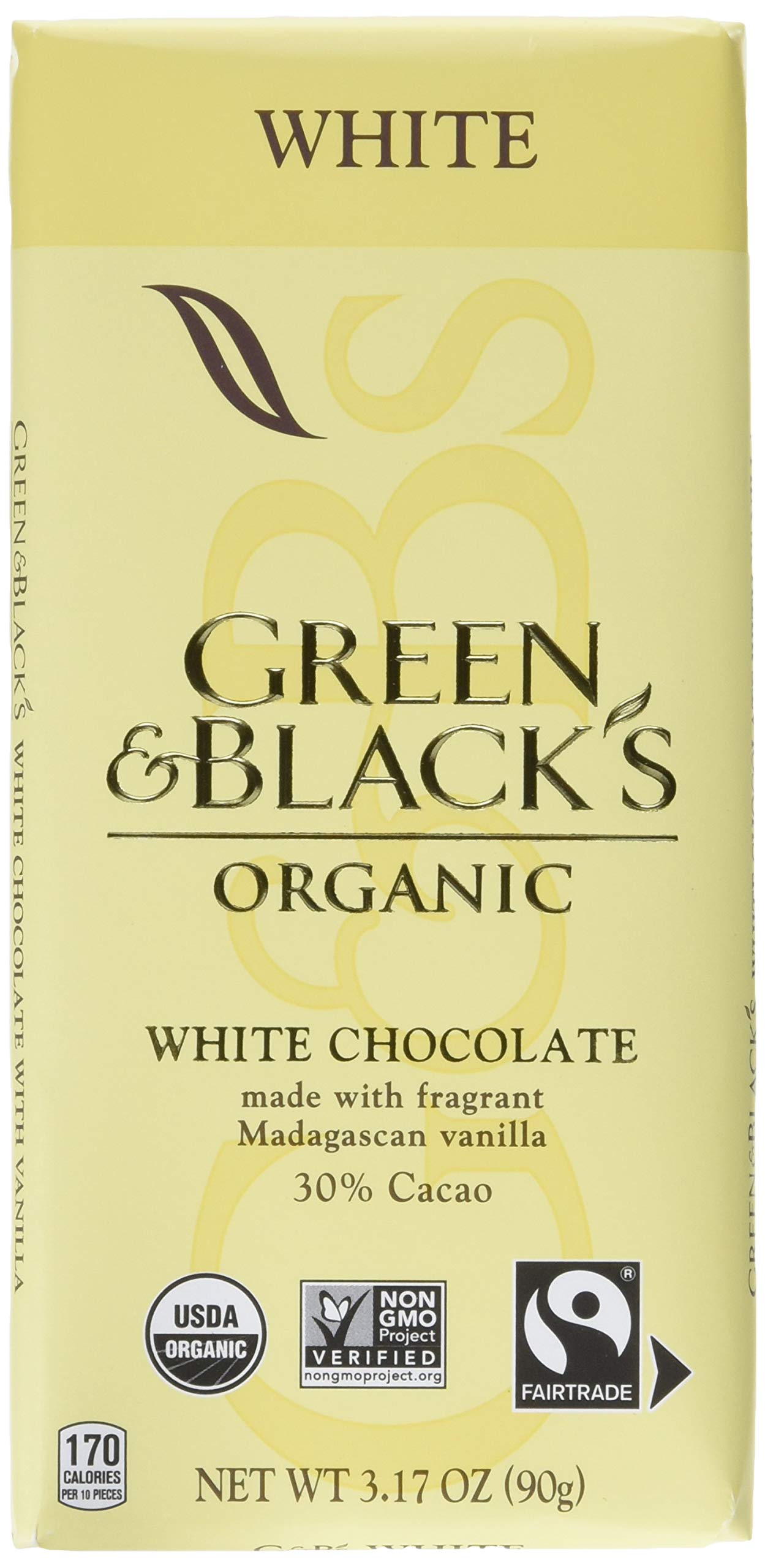 Green & Black's Organic White Chocolate Bars, 30% Cacao, 10 - 3.17 Oz Bars,, 10Count