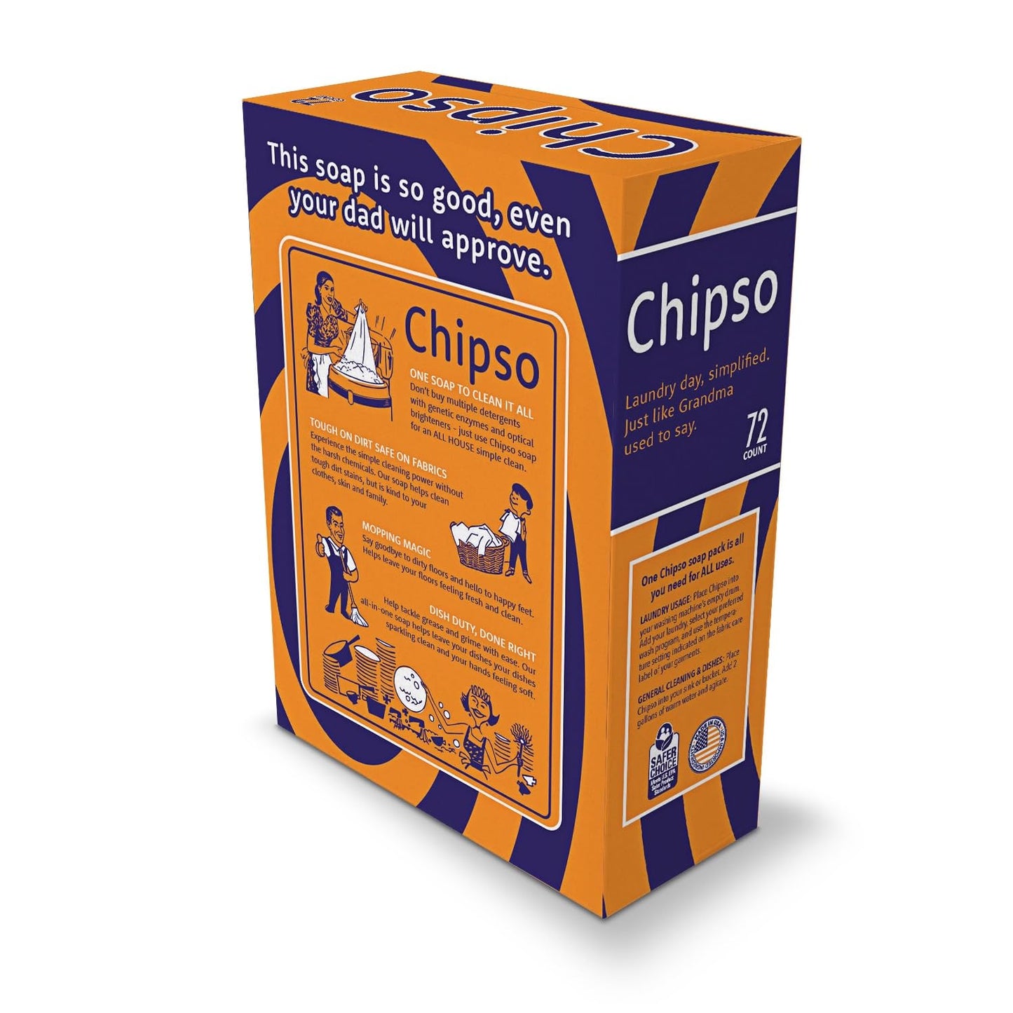 Chipso 72 Count Laundry & All Purpose Natural Soap Packs