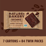 Nature’s Bakery Double Chocolate Brownie Bars, Whole Grains, Dates, and Cocoa, Plant Based, Dairy-Free, Snack Bar, 7 boxes with 12 twin packs