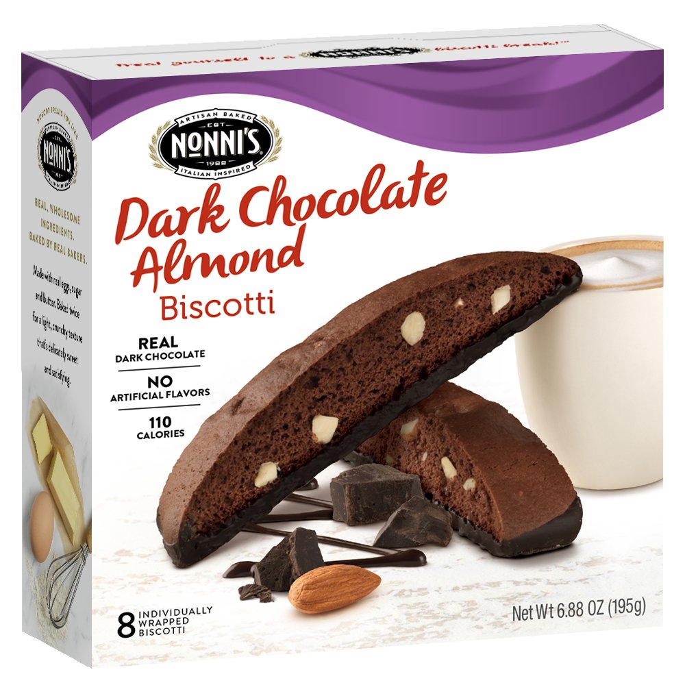 Nonni's Biscotti, Dark Chocolate Almond, 6 Boxes, 48 Biscotti Total