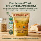 Farmer Bob's Whole Rye Berries 5lb Bag - USDA Organic, Grown in USA, Glyphosate-Free - Ideal for Bread Baking, Bulk Grain, Rich Flavor - Direct from Farm - High-Fiber, Nutrient-Packed, Versatile for Creative Cooking