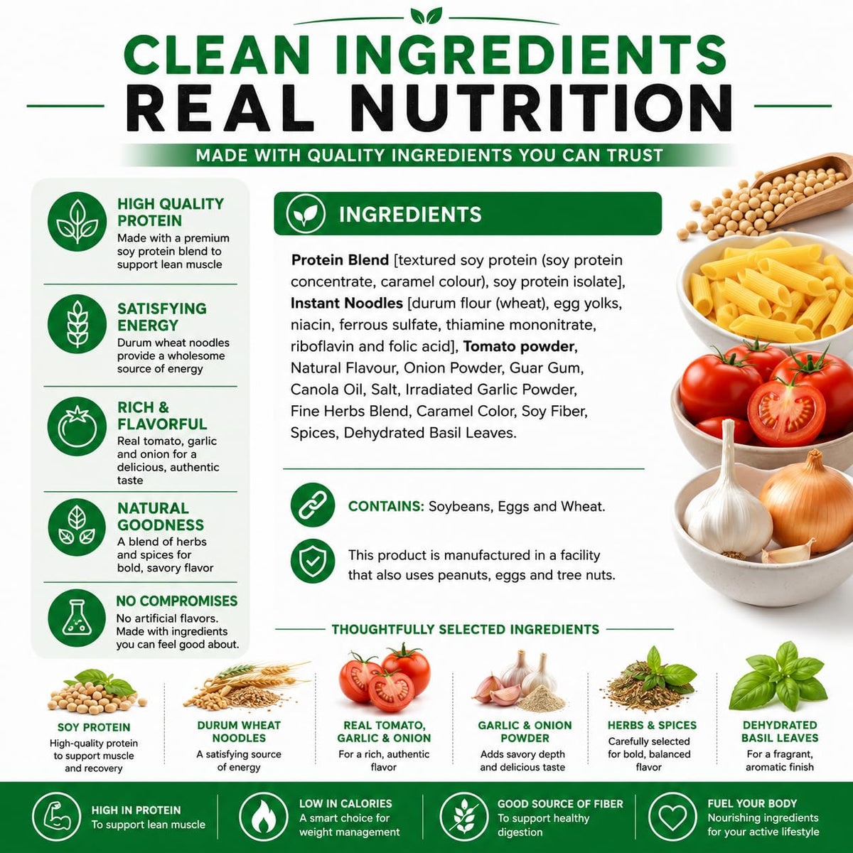 Nutmeg State Nutrition - High Protein Instant Meal, 15g Protein, 140 Calories, 1.5g Fat, 5g Fiber, 7 Servings Per Box (1 Box, Spaghettini Bolognese)