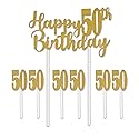 Gold Glitter 50th Birthday Cake Topper - 1 Pc