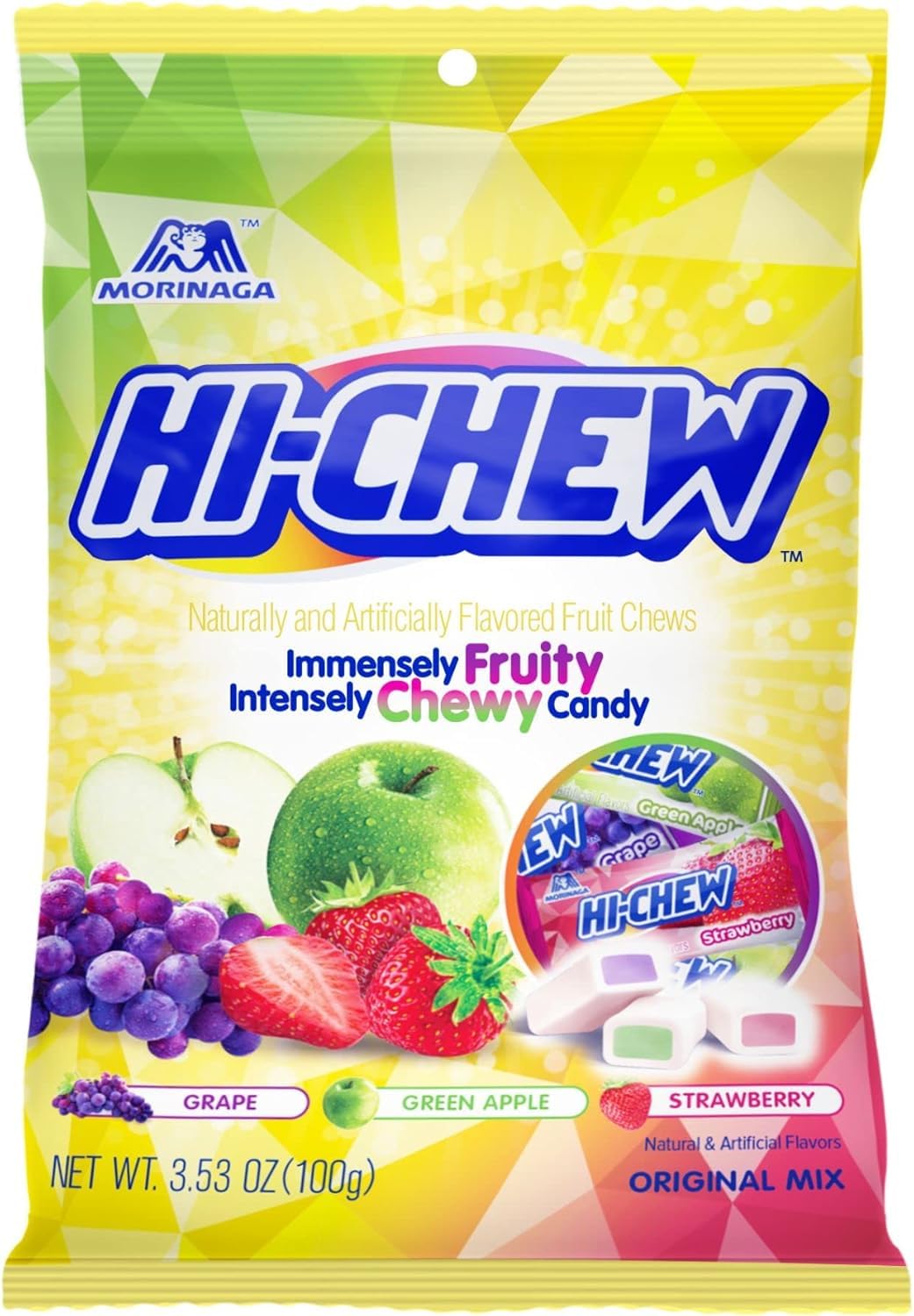 Assorted Chewy Fruit Candy Variety Pack - Two 3.5 oz Bags with Tropical and Original Fruit Flavors, Soft & Chewy Candy for Sharing