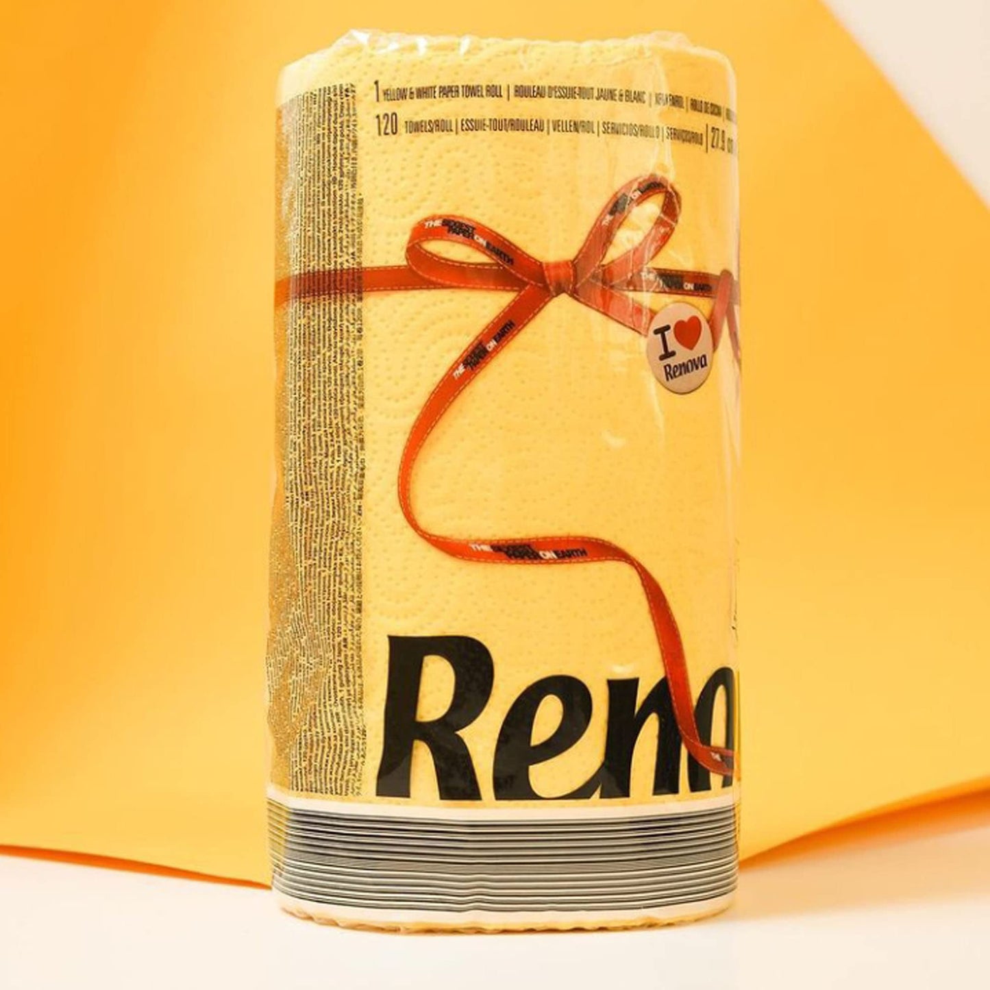 Renova Paper Towel Jumbo Roll Set - 2 Rolls, 2 Ply, 120 Highly Absorbent Sheets - Elevate Your Image with Professional Style and Uniqueness (Yellow)