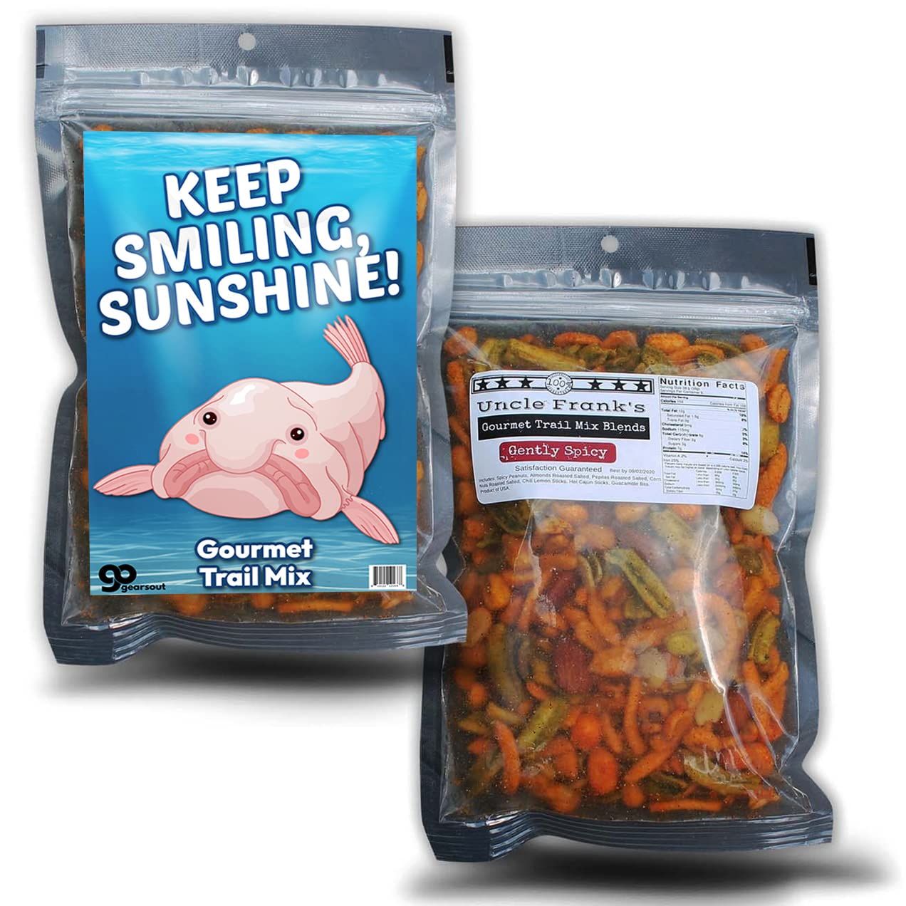 Keep Smiling Sunshine Trail Mix - Funny Gag Gift for Teens - Son and Daughter Gift - Unique Snack Gift Basket Ideas - Blobfish Encouragement Hang in