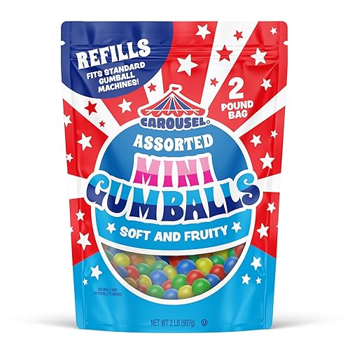 Carousel Assorted Mini Gumballs - Perfect for Gumball Machine Refills - 2lb Bag