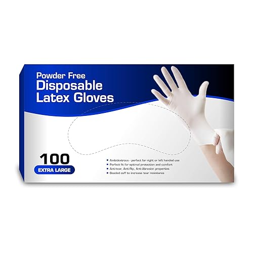 Chef's Star New Disposable Latex Gloves, Powder Free (100 Gloves Per Box) (Extra Large)