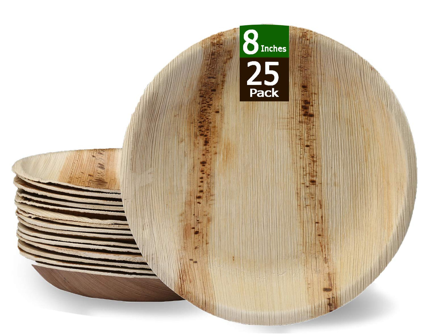 RAJRANG Biodegradable Palm Leaf Plates 8 Inch Round | Eco Friendly Disposable Dinnerware for Weddings, Events, Parties, BBQs | Compostable and Durable