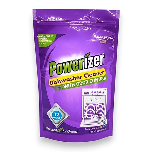 Powerizer Dishwasher Machine Cleaner Pods, 12 Count | Deep Clean Your Dishwasher Machine | Removes Odor & Buildup | Eco-Friendly, Biobased, Non-Toxic