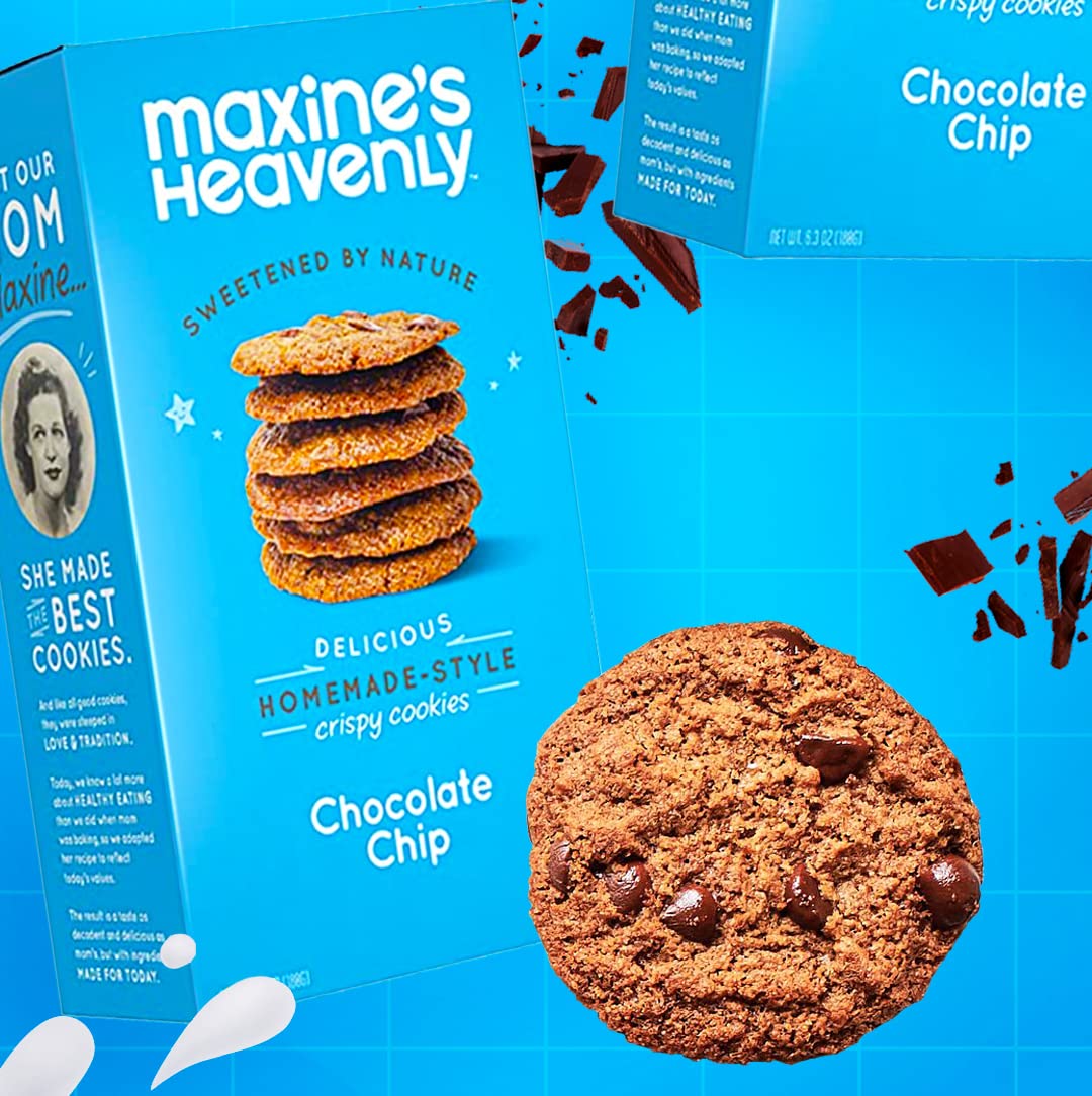 Maxine's Heavenly Crispy Chocolate Chip Cookies | Low Carb, Low Sugar, Vegan Snacks, Plant Based Snack, Kosher, Gluten Free Snack - Healthy Snacks | 2
