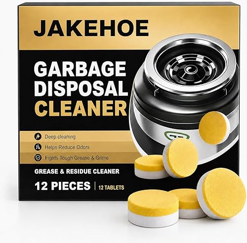 Garbage Disposal Cleaner and Deodorizer Tablets, 12 Pack Foaming Sink Disposal Cleaner, Kitchen Sink Cleaner Tablets for Odor, Grease & Food Residue