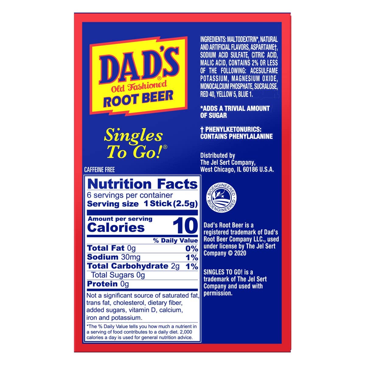 Dad's Old Fashion Rootbeer Singles To Go Drink Mix, 0.53 OZ, 6 CT