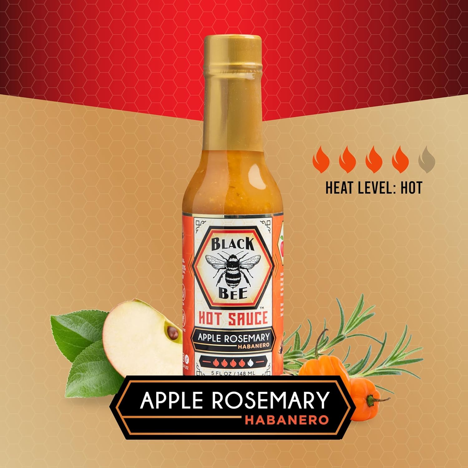 Black Bee Rosemary Thyme Combo Hot Sauce Gift Set (2 Pack) - Apple Rosemary Habanero & Citrus Thyme Jalapeño - Small Batch Artisan Gourmet Hot Sauce