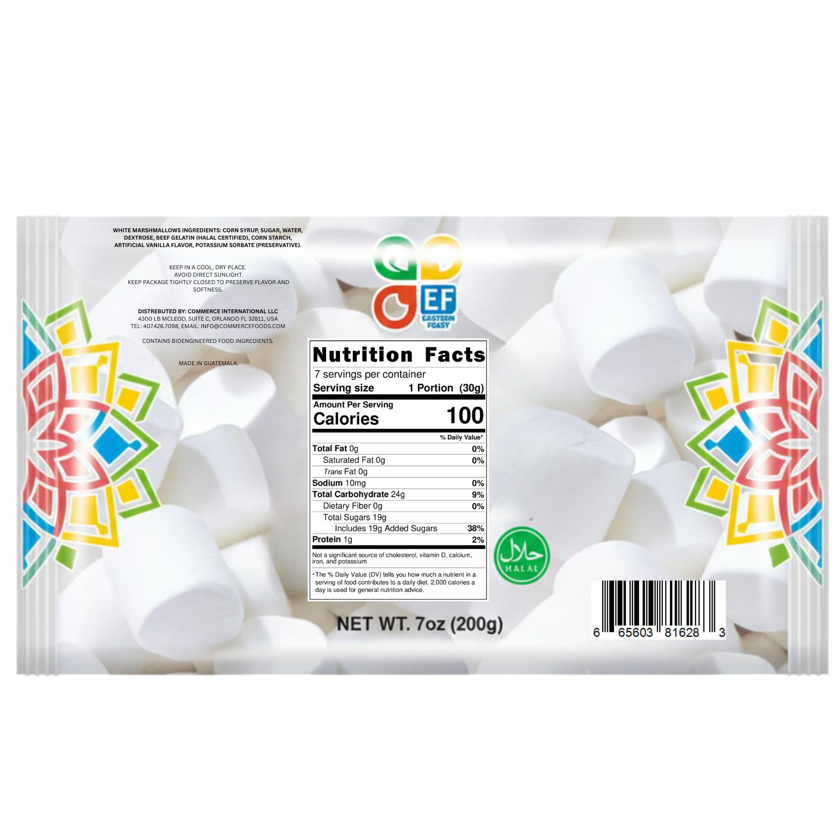 Eastern Feast - Halal Marshmallow, 7oz / 200g, (Pack of 4), (Classic, Large)