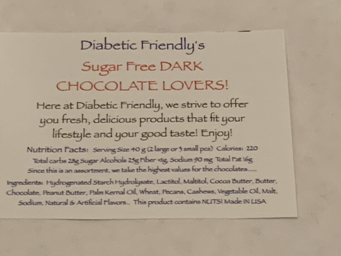 DiabeticFriendly® Sugar Free "I Love Dark Chocolate" Assortment, 28 oz