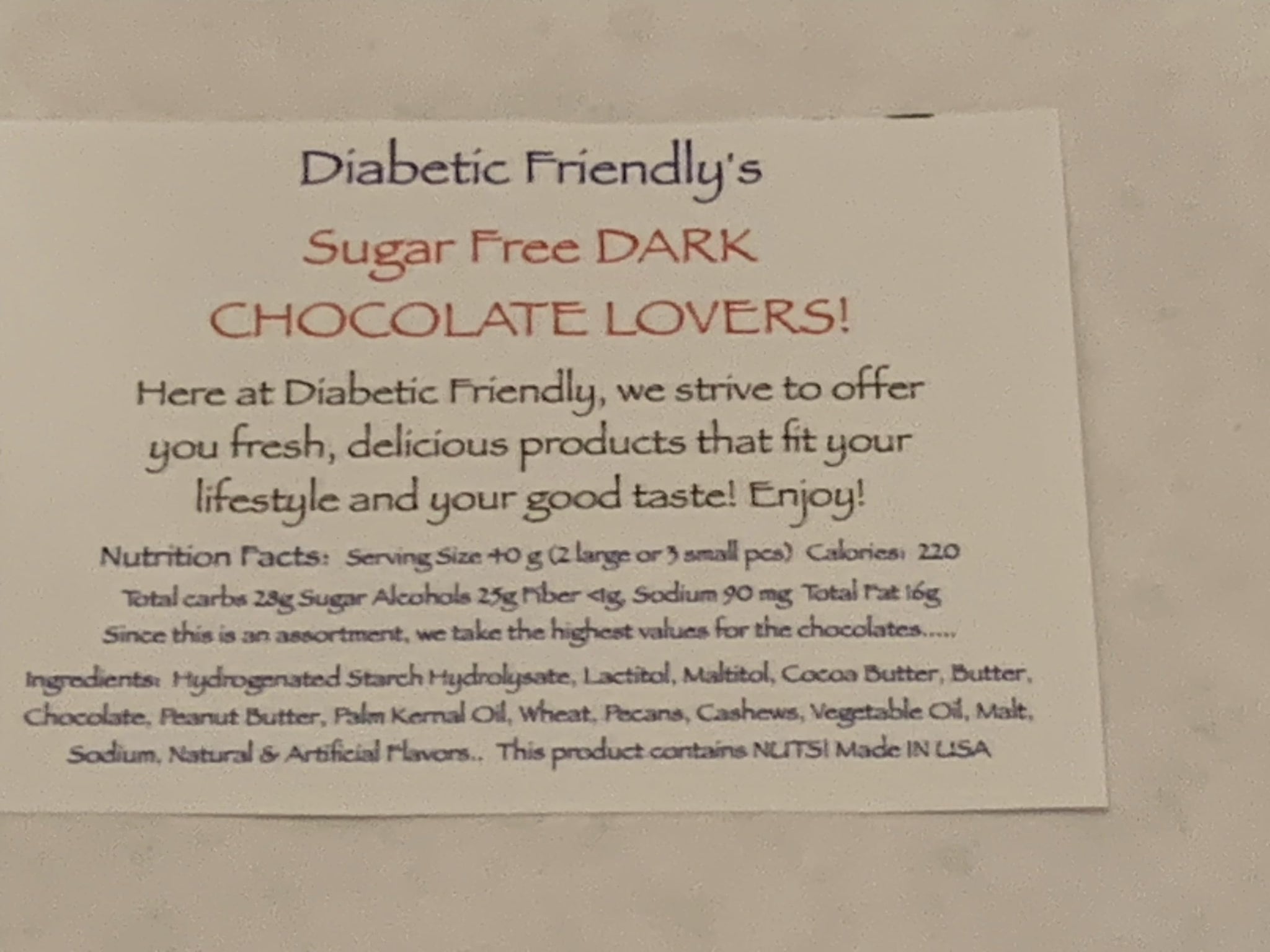 DiabeticFriendly® Sugar Free "I Love Dark Chocolate" Assortment, 28 oz