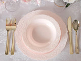 " OCCASIONS " 60 Piece Plates Pack, Vintage Party, Disposable Wedding Party Plastic Bowls (10oz Soup Bowl, Portofino in Light Pink)