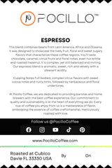 Espresso Whole Bean Coffee Medium Roast, 100% Arabica | Rich Chocolate & Citrus Notes | 12 ounces Bag | Pocillo
