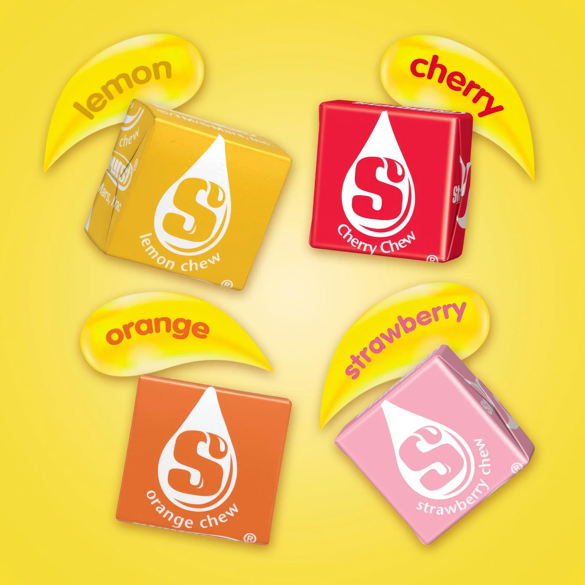 Strburst Original 2-in-1 Pack, Fun Size Chewy Candy - 1 Pound Approx 40 Pieces - Assorted Flavors Strawberry, Cherry, Orange & Lemon, Individually