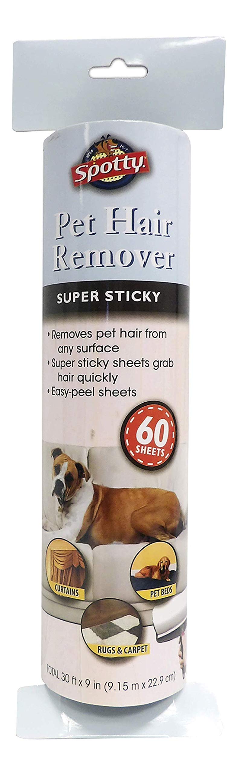 Spotty Supersize Extra Sticky, Adhesive Lint Roller Refill, Pet Cat & Dog Hair Remover for Clothes and Furniture, 60 Sheet ct