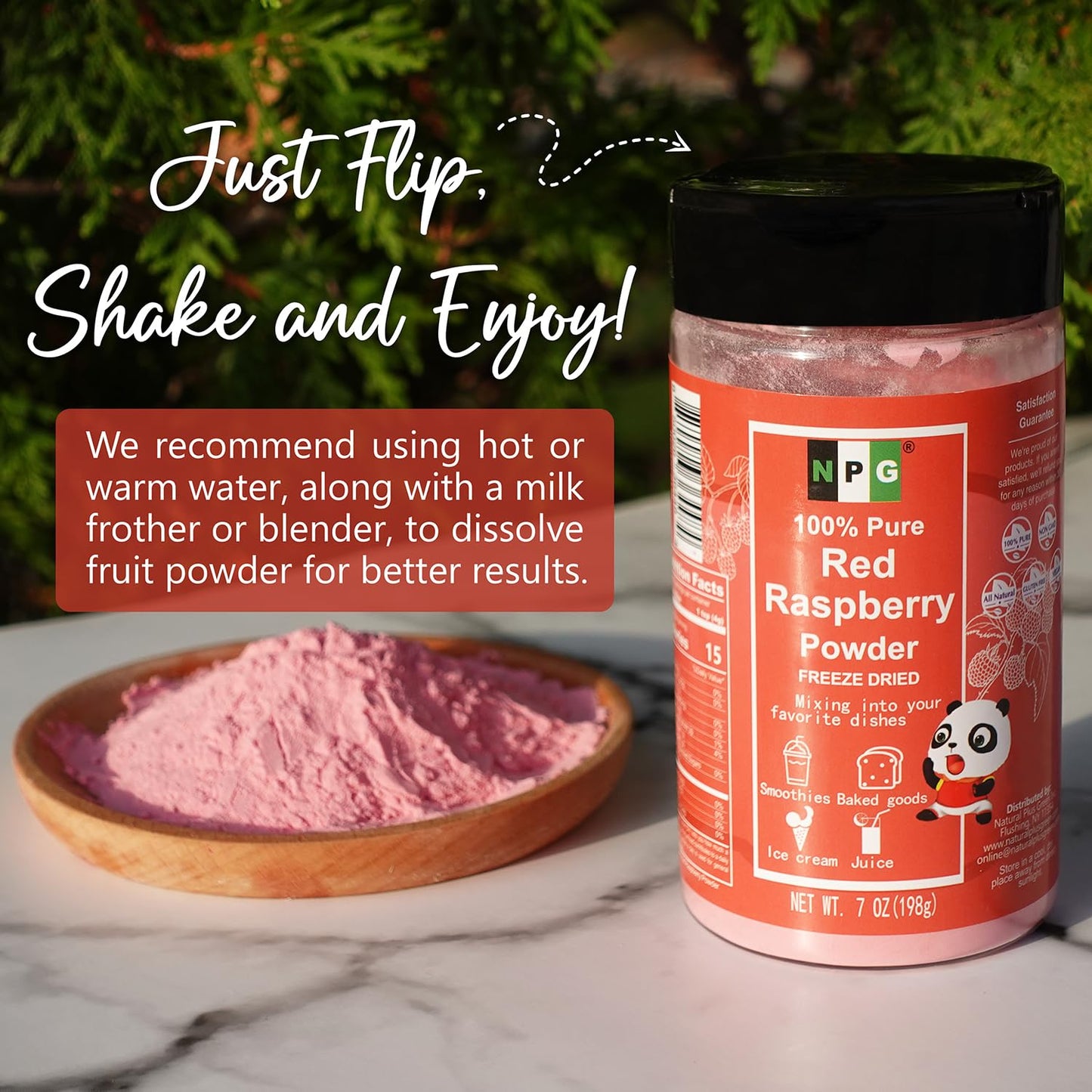 NPG Freeze Dried Red Raspberry Juice Powder 7 Oz, Seedless Fine Superfood Powder for Flavoring, Coloring, Baking, Smoothies, Purees, and Acai Bowls
