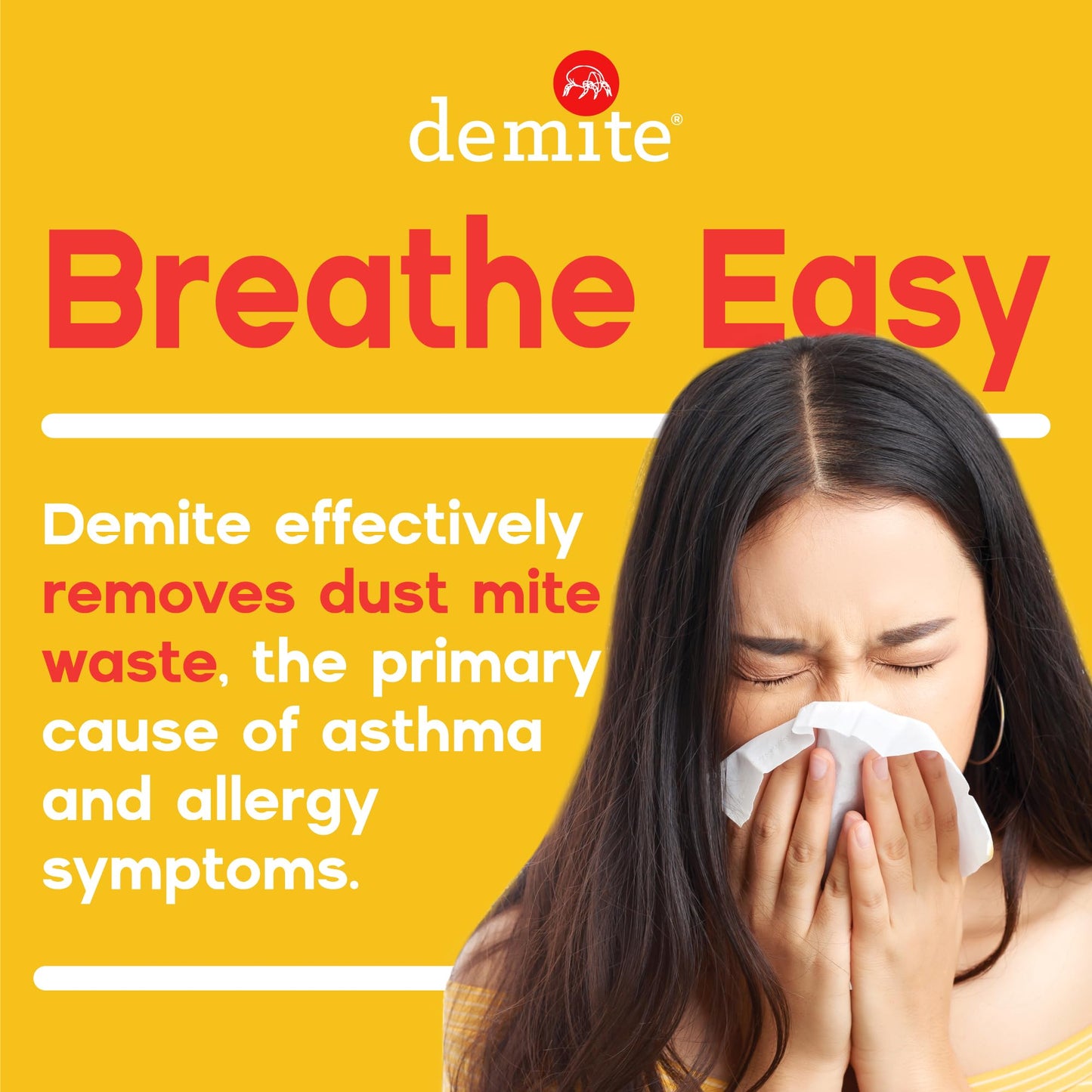 DeMite Laundry Additive - Dust Mite Waste Remover for Allergy Relief, Treatment for Bedding & Clothes, Safe for Children & Pets, Fragrance-Free Gentle