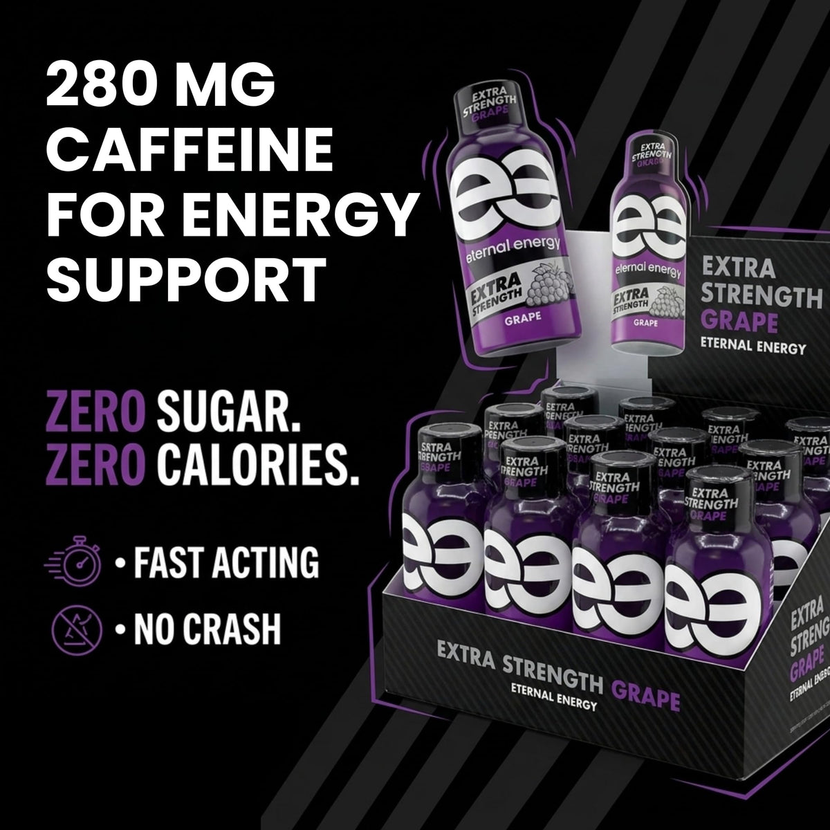 EE Eternal Energy Extra Strength Grape Energy Shot, 280mg Caffeine, 36 Pack