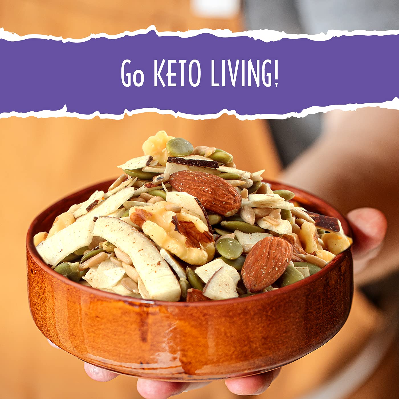 Sunkist® Keto Living Trail Mix - Fruit, Nut and Seeds, Low Sodium, Gluten Free Snack with Sunflower Seeds, Coconut, Almonds, Pumpkin Seeds,