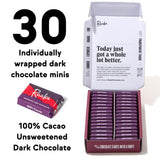 Raaka 100% Dark Chocolate Mini Bars | Unsweetened, Bitter, No Added Sugar or Artificial Sweeteners | Organic, Vegan, Gluten Free, Paleo, Kosher | Box