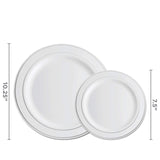 Munfix 100 Silver Plastic Plates Set, 50 Pcs 10.25 Inch Dinner and 50 Pcs 7.5 Inch Plastic Dessert Plates, Elegant Fancy Heavy Duty Disposable Plates