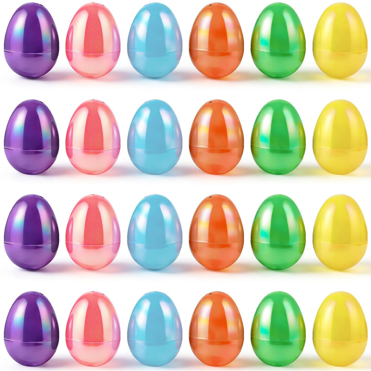 MGparty 36 Pcs 2.3" Fillable Easter Eggs Bulk, Iridescent Plastic Easter Eggs Empty for Easter Egg Hunt, Basket Stuffers, Party Favors, Classroom