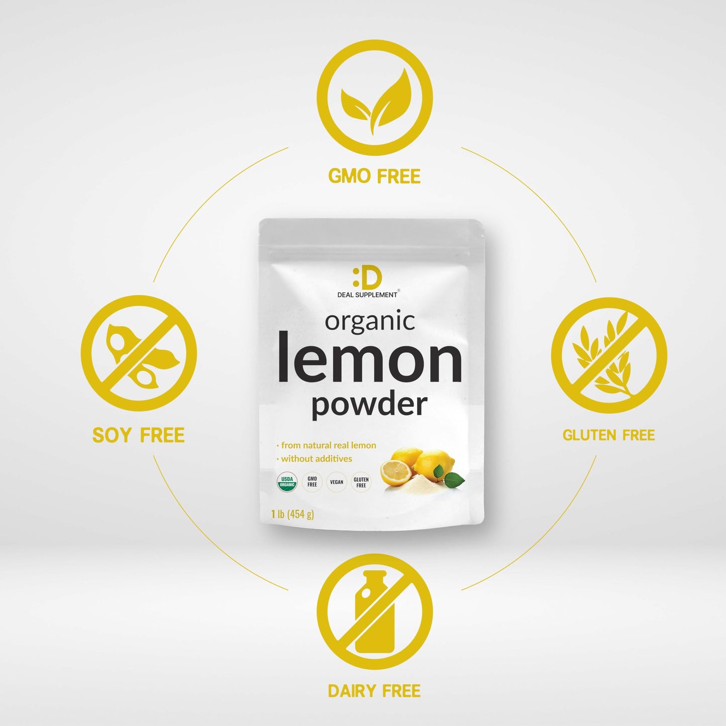 Organic Lemon Powder, 1lb - Real Freeze-Dried Source - Rich in Essential Vitamin C - Natural Immune Support - Raw Lemon Juice Flavor & Aroma