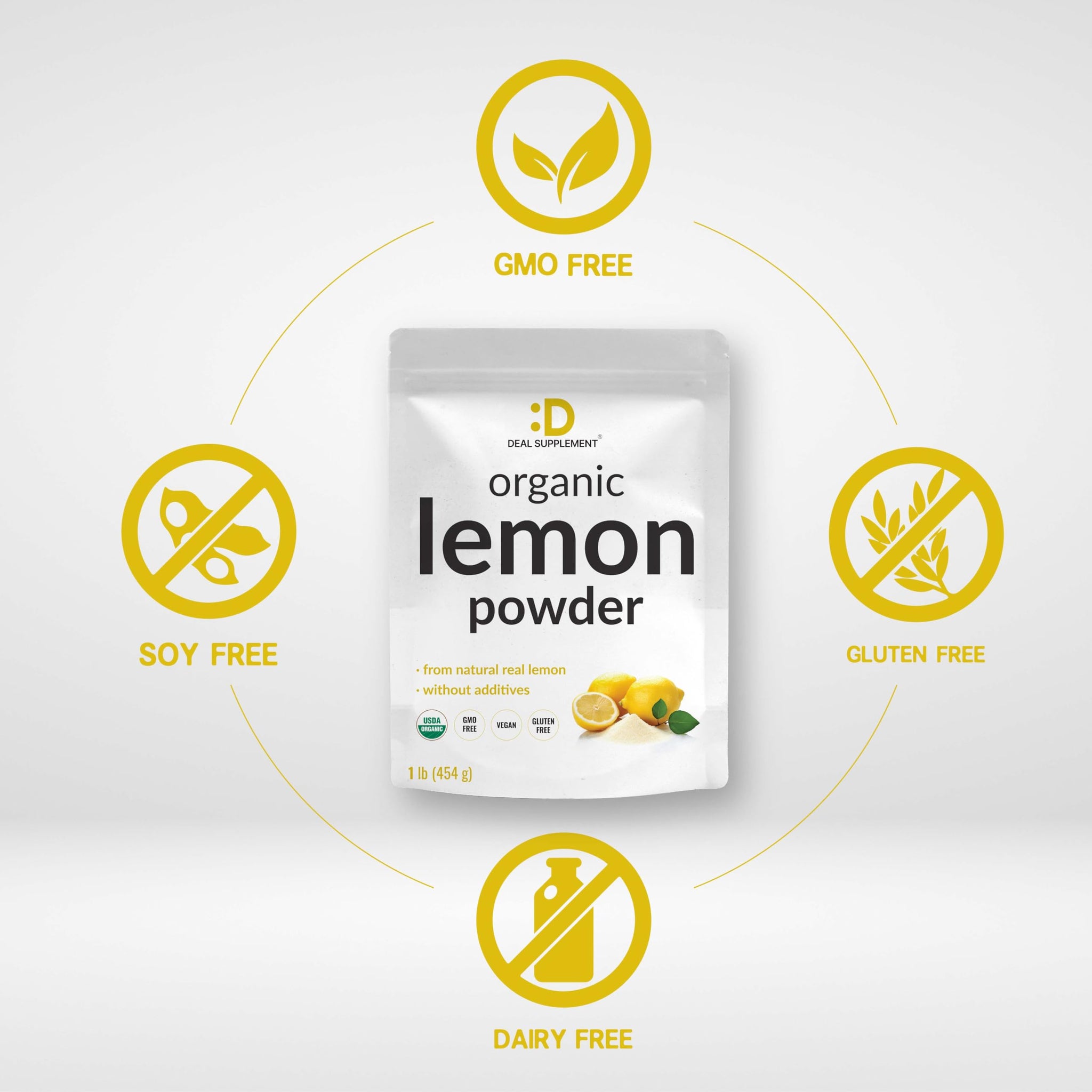 Organic Lemon Powder, 1lb - Real Freeze-Dried Source - Rich in Essential Vitamin C - Natural Immune Support - Raw Lemon Juice Flavor & Aroma