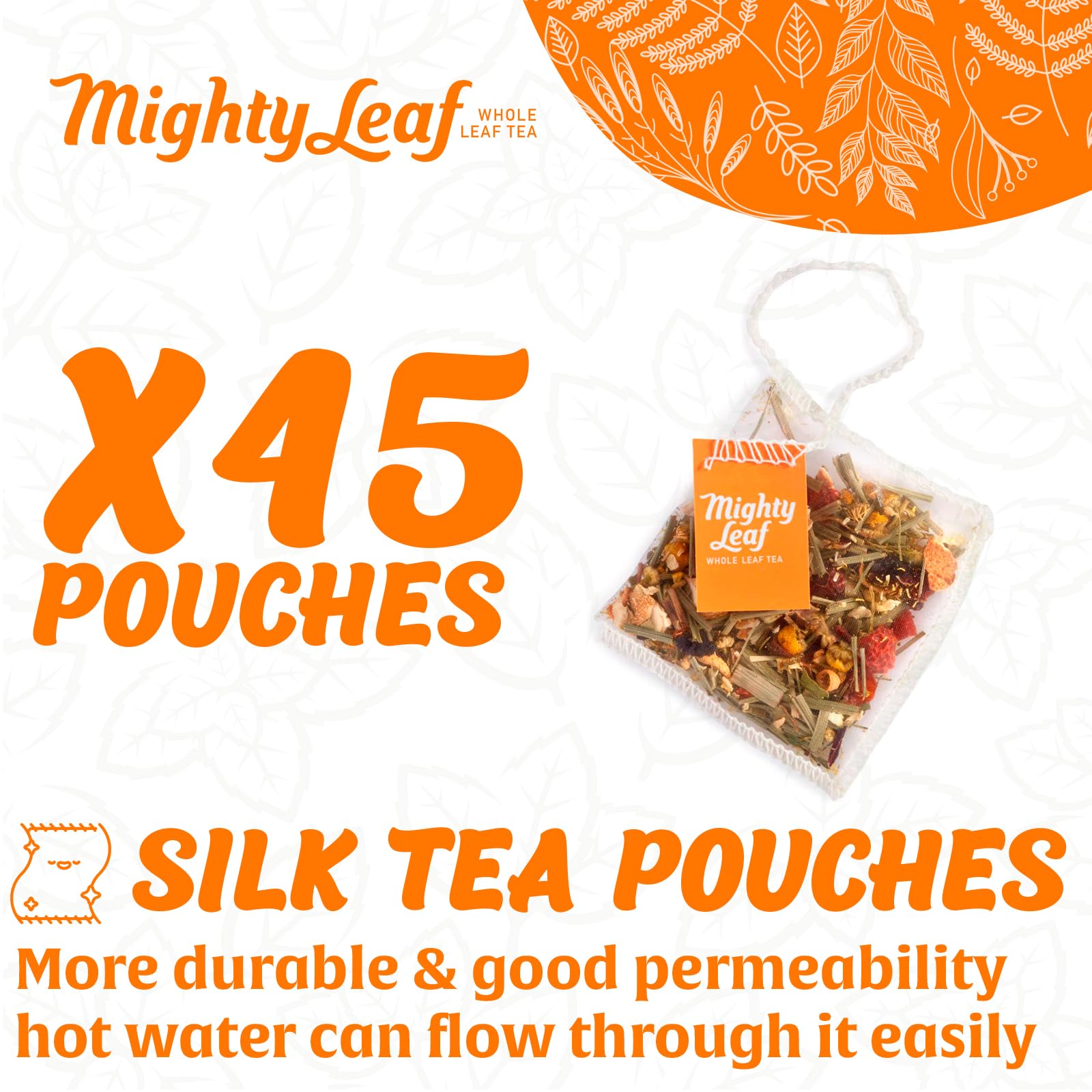Mighty Leaf Chamomile Citrus Herbal Tea - (Packs of) - Caffeine-Free S - 45 Count Tea Pouches - Premium Herbal Tea with Rich Flavor - Individually