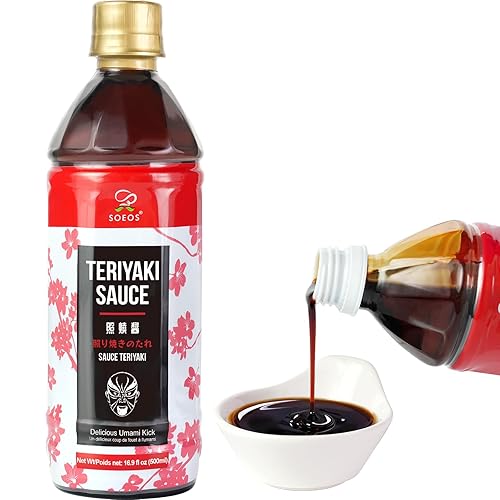 Soeos Teriyaki Marinade and Sauce, 16.9 Fl Oz (500 ml), Sweet and Savory Flavor, Perfect for Stir-Fry, Barbecue, Marinating, Versatile Sauce for Meat