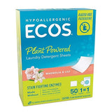 ECOS Laundry Detergent Sheets Vegan, No Plastic Jug, No Mess & Liquid Free - Laundry Sheets in Washer - Hypoallergenic, Plant Powered Laundry