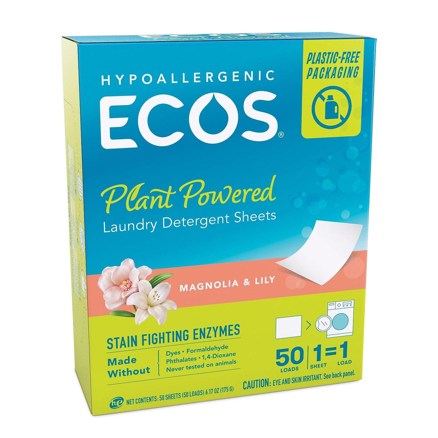 ECOS Laundry Detergent Sheets Vegan, No Plastic Jug, No Mess & Liquid Free - Laundry Sheets in Washer - Hypoallergenic, Plant Powered Laundry