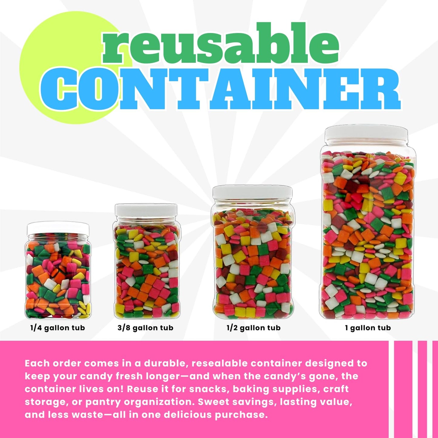 Hot Tamales Bulk 2.5LB - Original Soft Chewy Cinnamon Candy in 48 FL OZ Gift Ready Reusable Square Jar