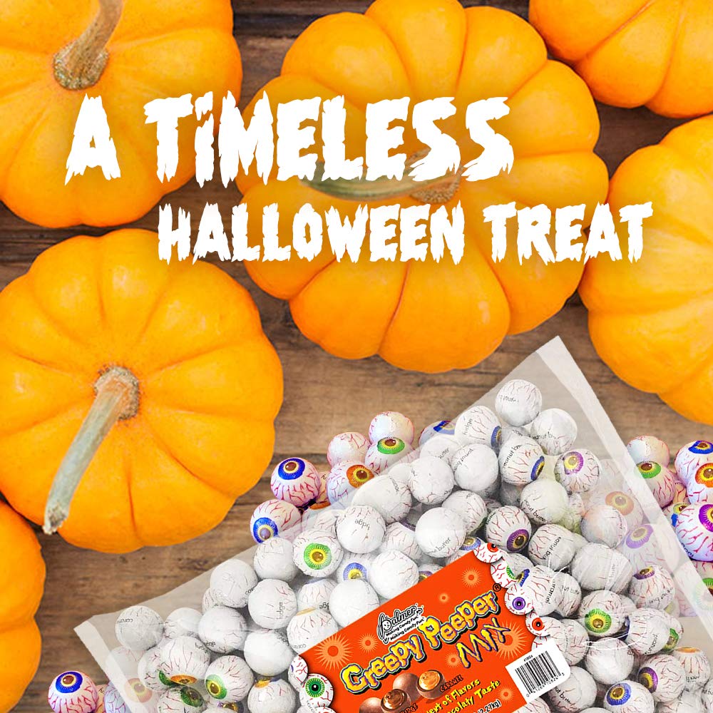 R.M. Palmer Creepy Peeper Mix - (Approx. 74 Pieces) Bulk Bag, Fun Sized Halloween Eyeballs Themed Treats, Candy, and Snacks (2 LB) DOUBLE CRISP ONLY
