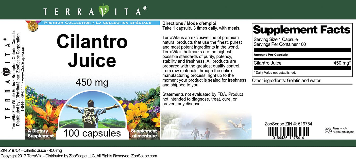 Cilantro Juice - 450 mg (100 Capsules, ZIN: 519754) - 3 Pack