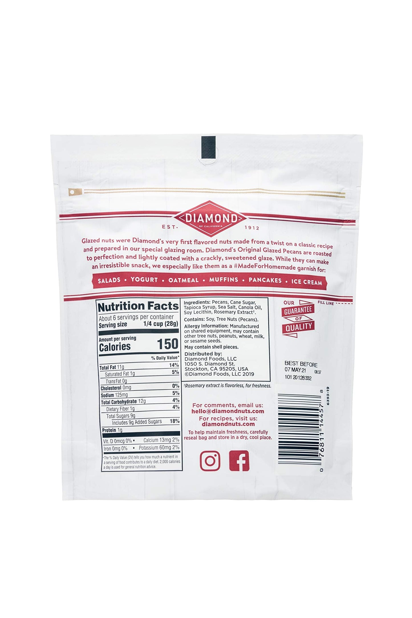 Diamond of California Original Glazed Pecans, 5.5 oz