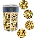 4 in 1 Super Gold Pearl Sugar Sprinkles 6 oz, 4 sizes Candy Pearls Ideal for Baking, Cake and Cupcake Toppers, Cookie Decoration, Ice Cream Topping