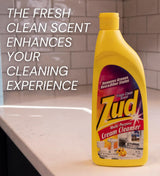 Zud Multi-Purpose Cream Cleanser 19 oz Bundle with Microfiber Cloth - Powerful Degreaser and Rust Remover for Kitchen, Shower, and Countertops - Tough