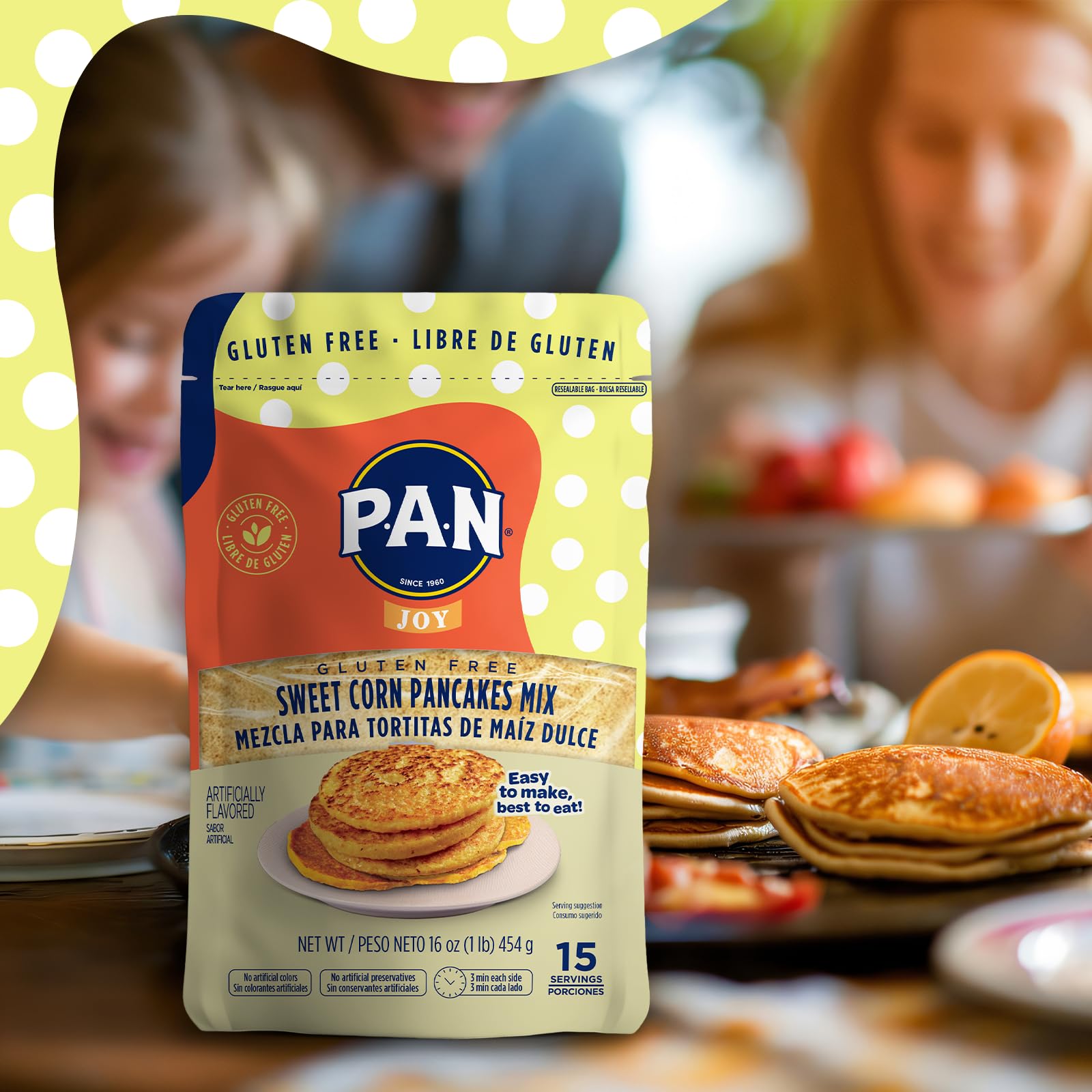 P.A.N Sweet Corn Pancakes Mix - Gluten Free Easy to Prepare 1 lb (Pack of 1)