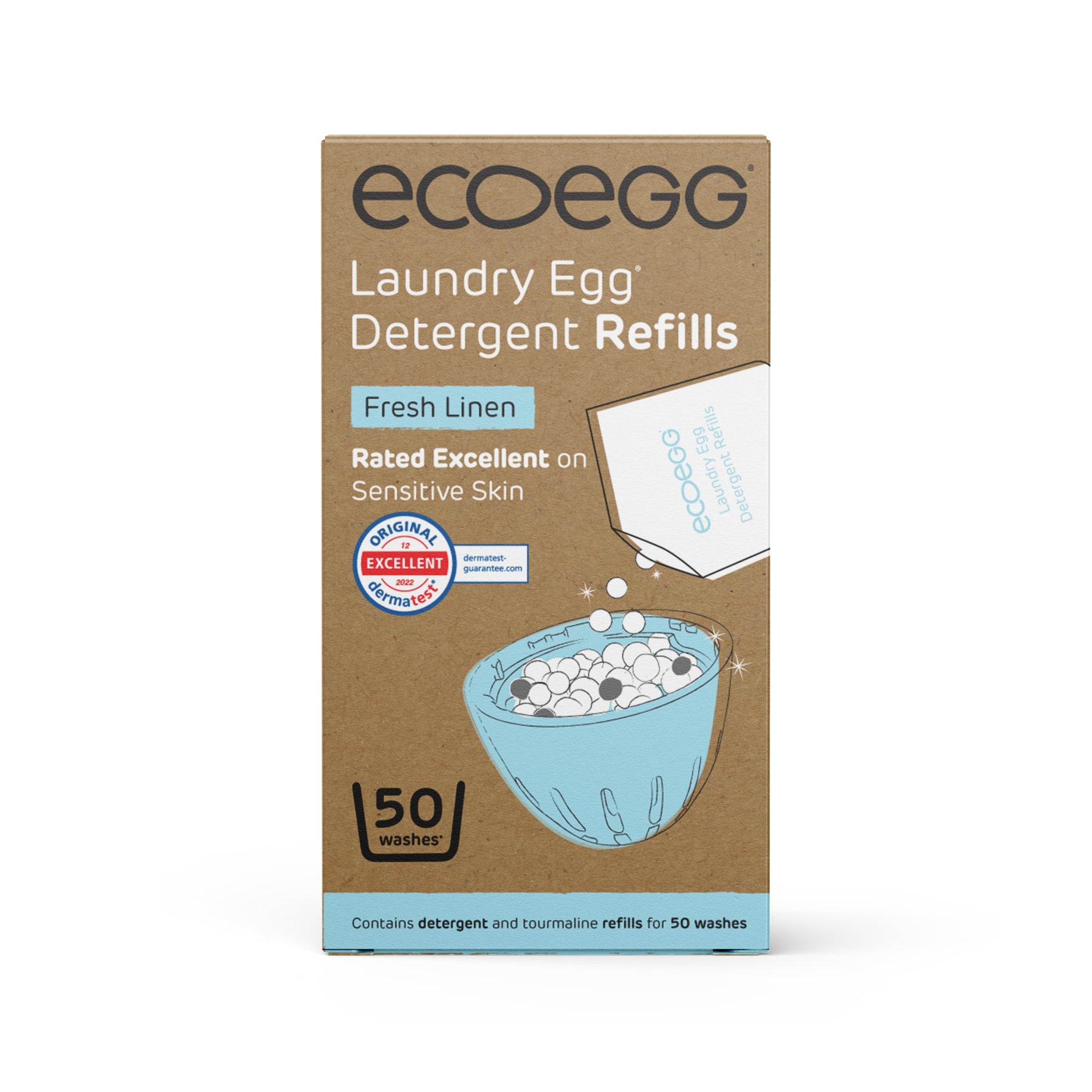 Ecoegg Laundry Egg Refill Pellets, 50 Loads, Fresh Linen, Sensitive Skin Laundry Detergent