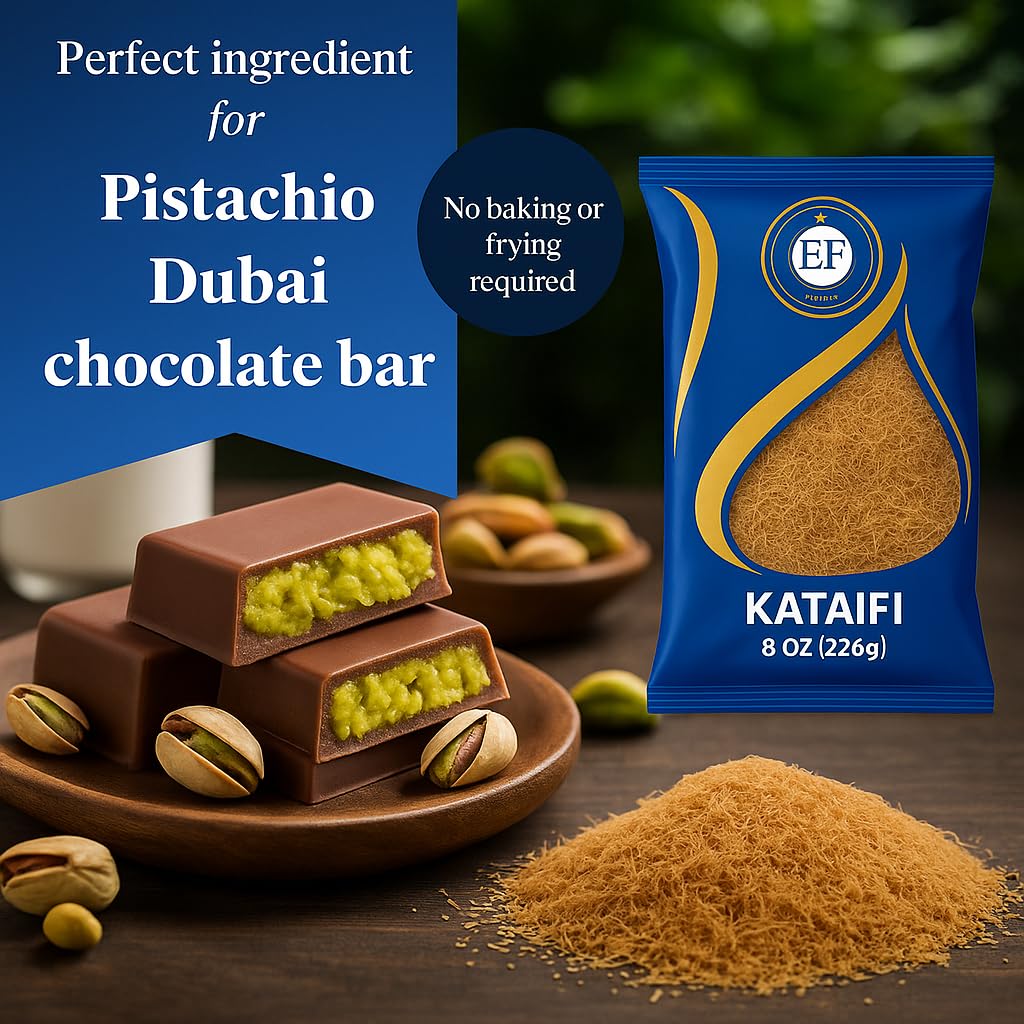 Eastern Feast - Roasted Kataifi, 8 oz (227g), Ready to Use Shredded Kunafa Dough for Dubai Chocolate, Desserts, Toppings
