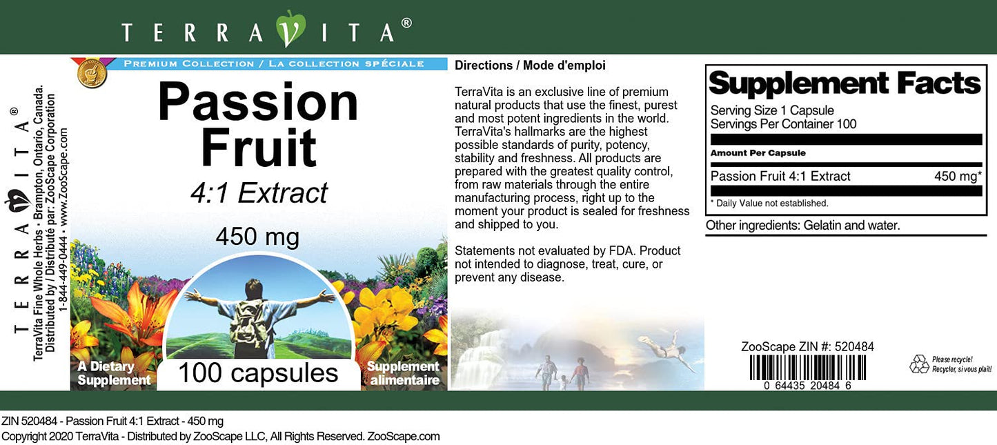 Passion Fruit 4:1 Extract - 450 mg (100 Capsules, ZIN: 520484)