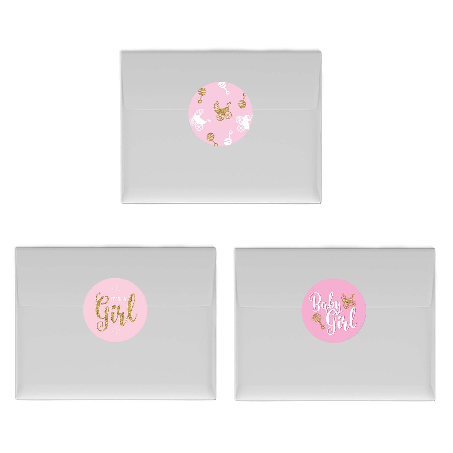 Andaz Press Chocolate Drop Labels Trio, Fits Kisses, Ultimate Girl Baby Shower Collection, Pink and Gold Glitter, 216-Pack